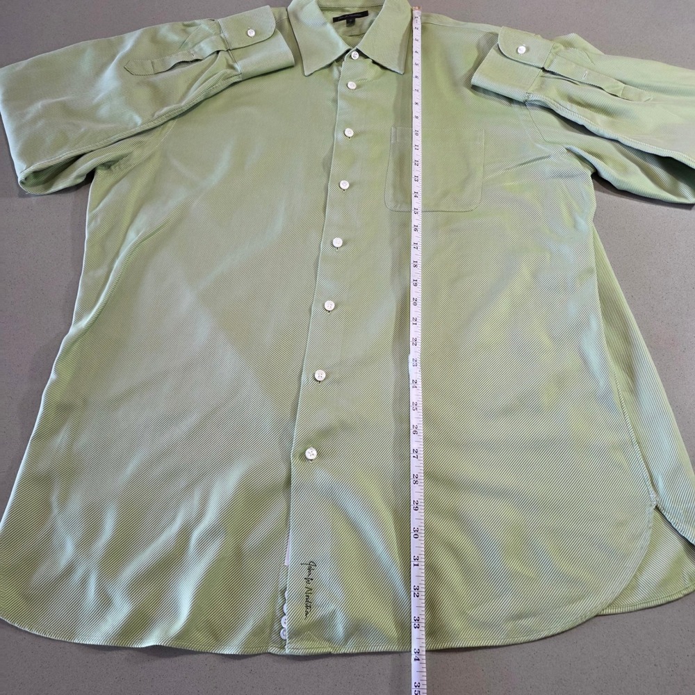 John W Nordstrom Mens Egyptian Cotton Green Striped Dress Shirt 17 36 - Picture 3 of 10